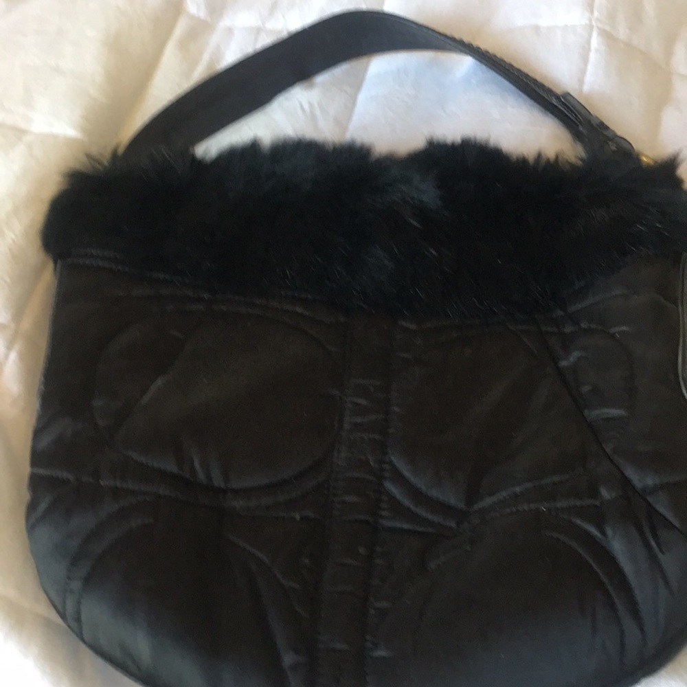 Coach small hobo with fur